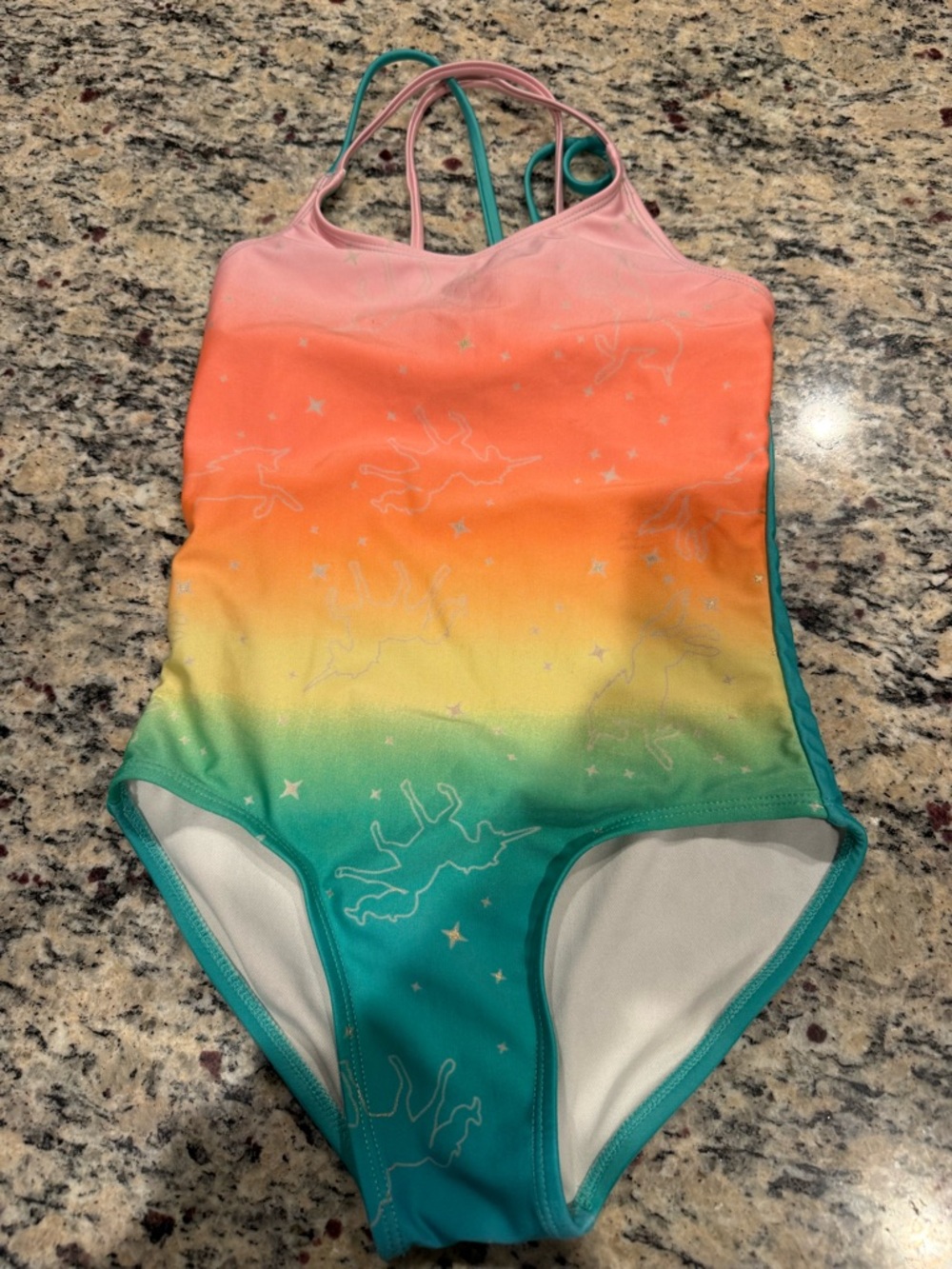 Girls' Rainbow Gradient unicorn One-Piece Swimsuit